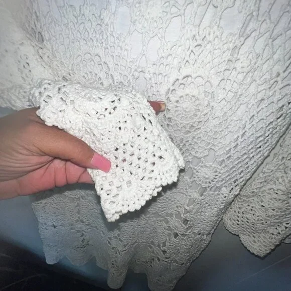 Boston Proper Beautiful White Crochet Dress with inner lining Size L - Picture 4 of 7